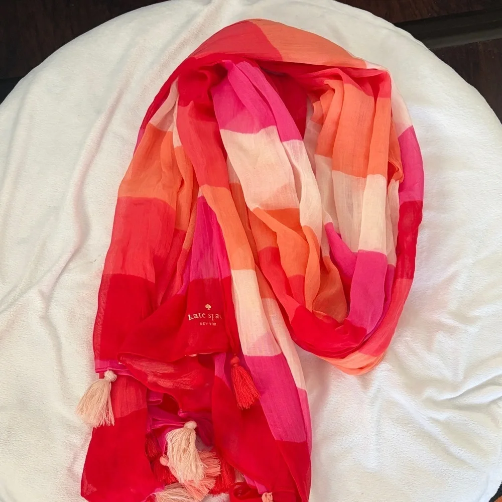 Kate Spade Pink and Orange Striped Scarf